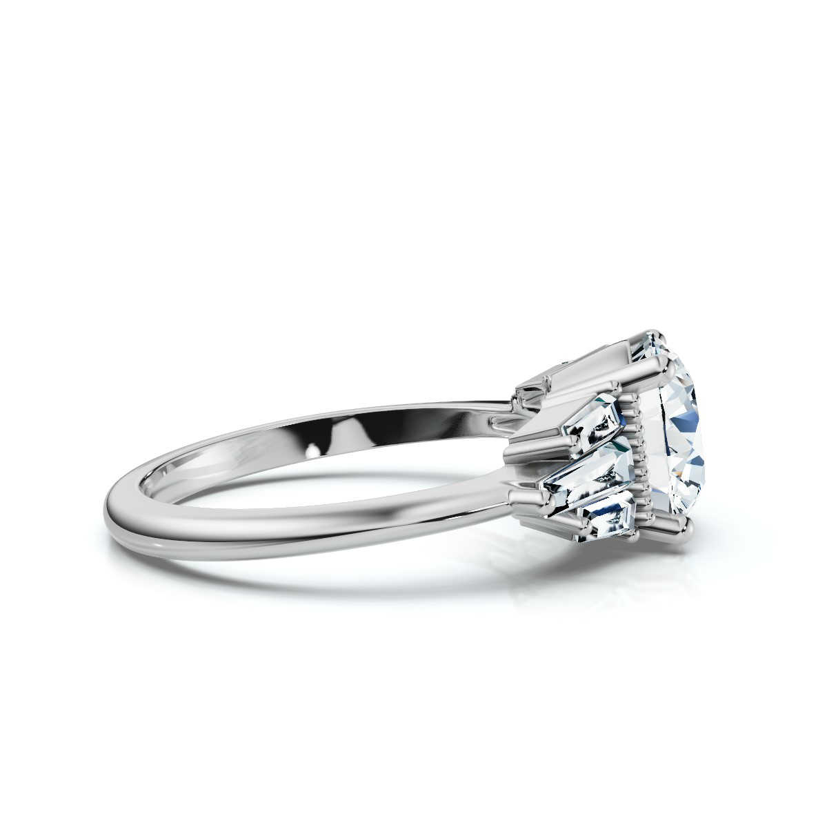 14K White Gold Capri Side Stones Baguette Lab Grown Diamond Ring (3/4 ct. tw)