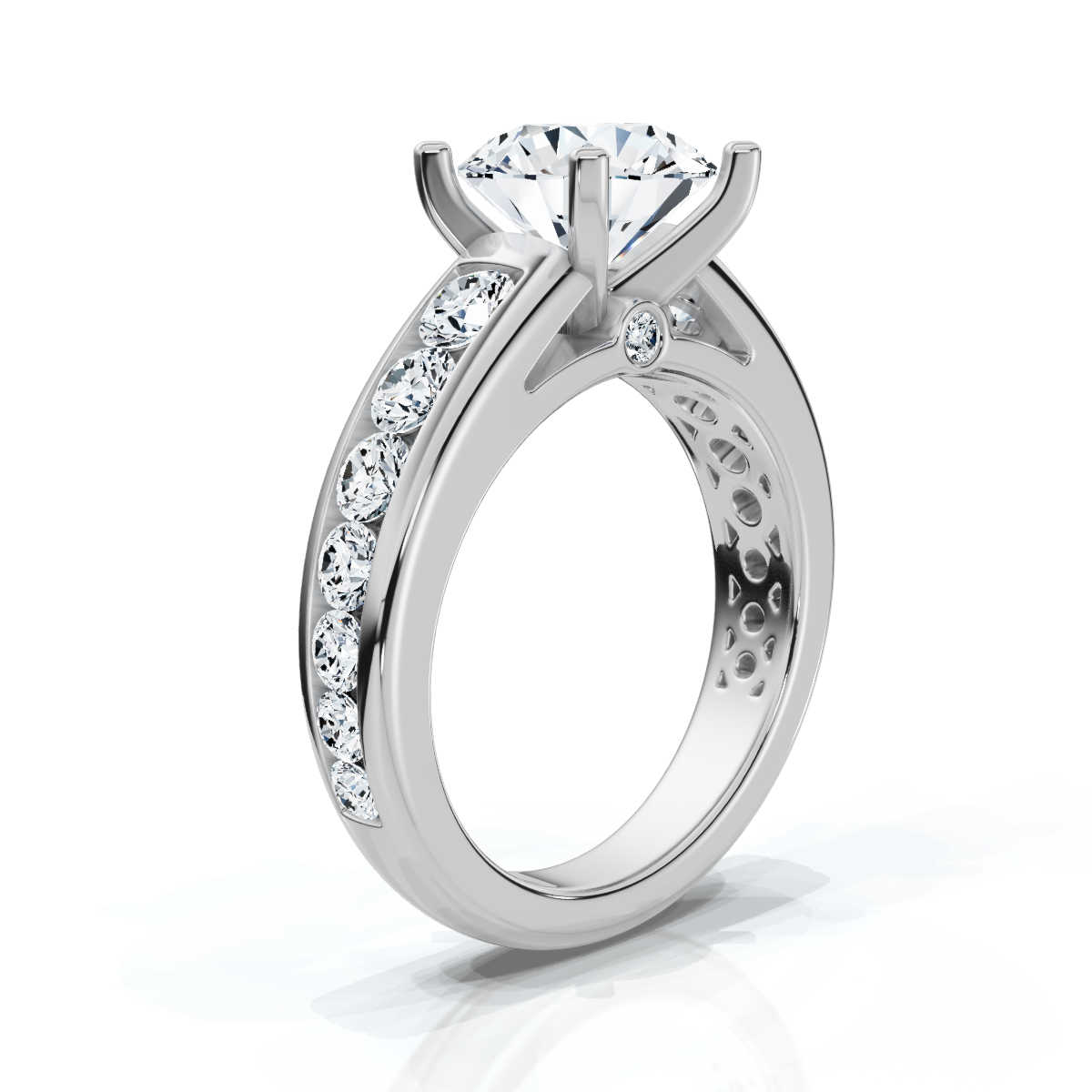 14K White Gold Cruz Channel Setting Accents Lab Grown Diamond Ring (1.00 ct. tw)