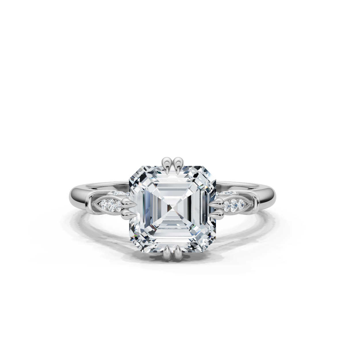 14K White Gold Kaitlyn Accents Lab Grown Diamond Engagement Ring (1/10 ct. tw)