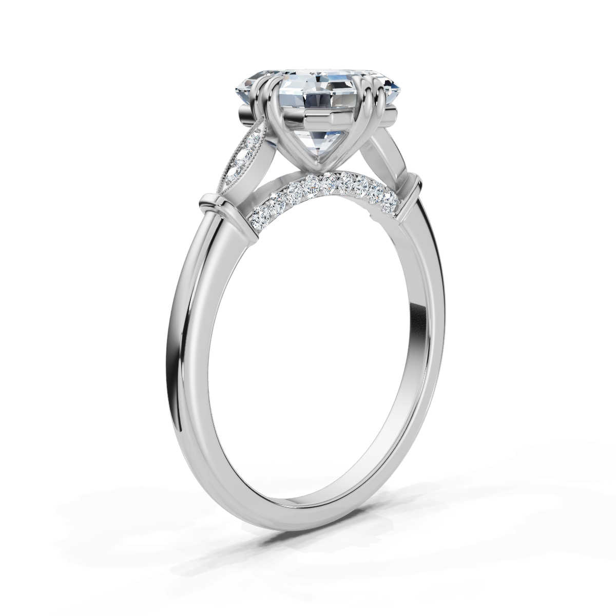 14K White Gold Kaitlyn Accents Lab Grown Diamond Engagement Ring (1/10 ct. tw)