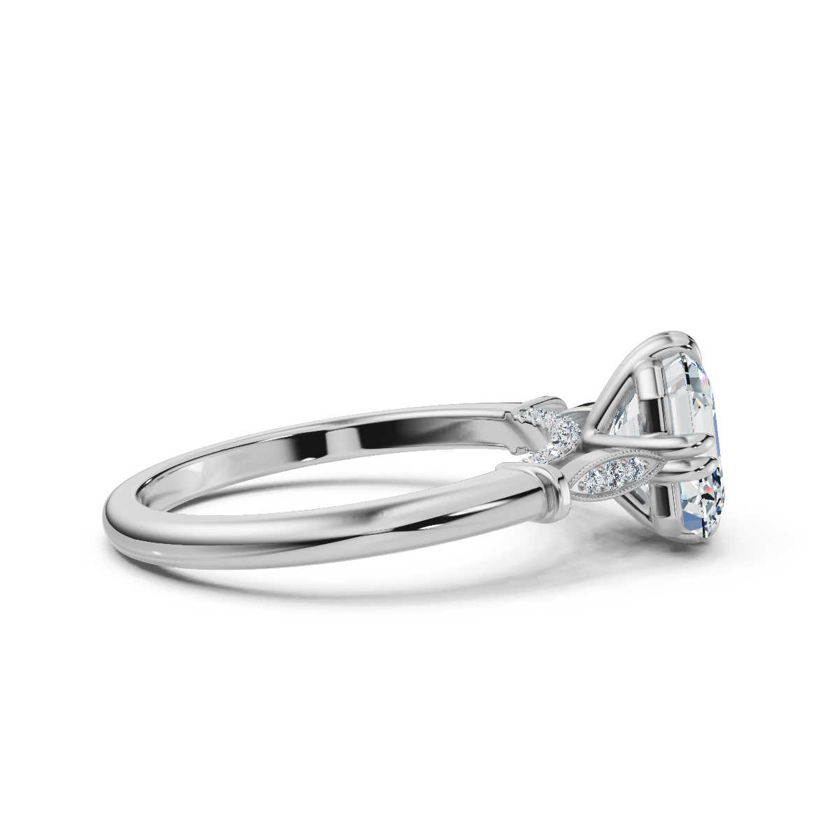 14K White Gold Kaitlyn Accents Lab Grown Diamond Engagement Ring (1/10 ct. tw)