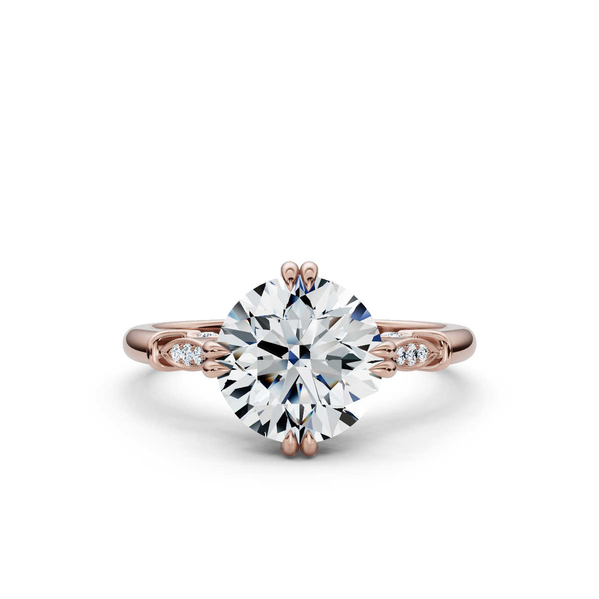 18K Rose Gold Kaitlyn Accents Lab Grown Diamond Engagement Ring (1/10 ct. tw)
