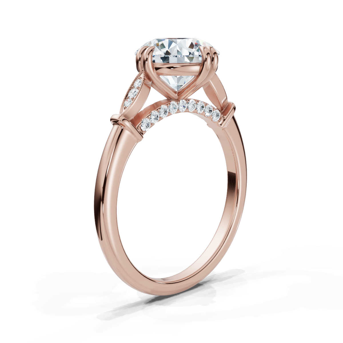 18K Rose Gold Kaitlyn Accents Lab Grown Diamond Engagement Ring (1/10 ct. tw)
