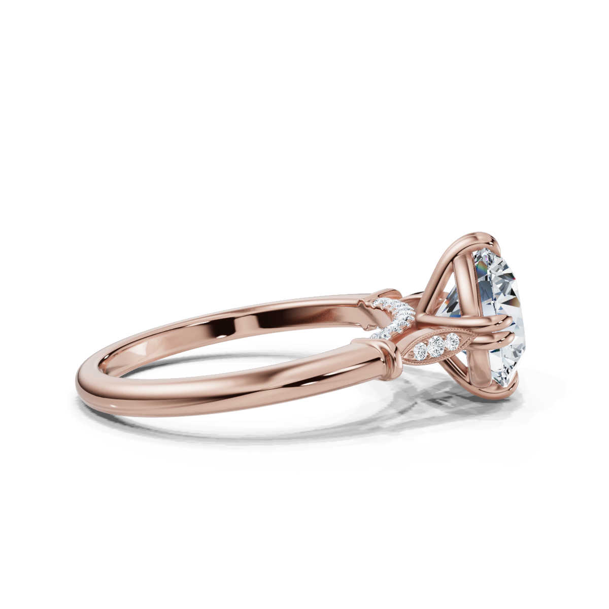 18K Rose Gold Kaitlyn Accents Lab Grown Diamond Engagement Ring (1/10 ct. tw)