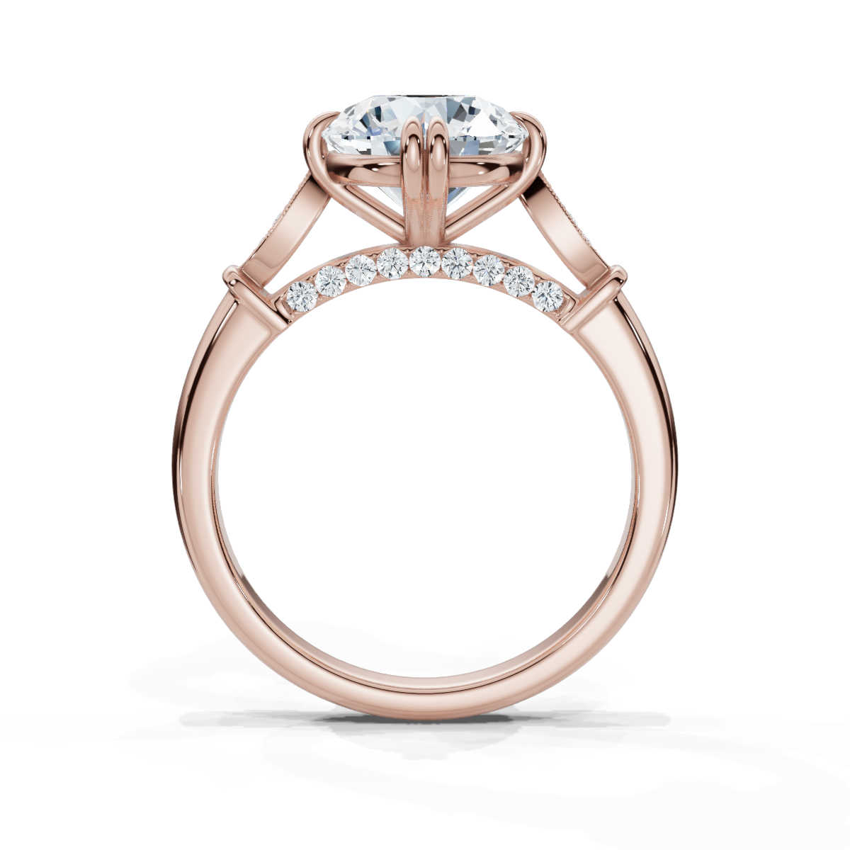 18K Rose Gold Kaitlyn Accents Lab Grown Diamond Engagement Ring (1/10 ct. tw)
