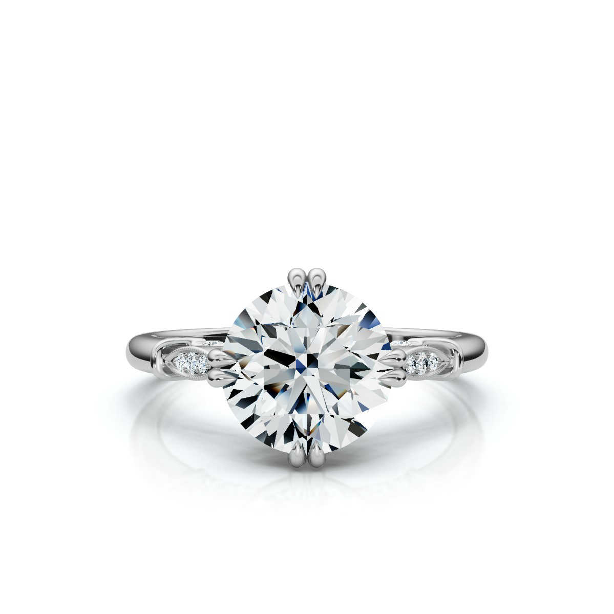 14K White Gold Kaitlyn Accents Lab Grown Diamond Engagement Ring (1/10 ct. tw)