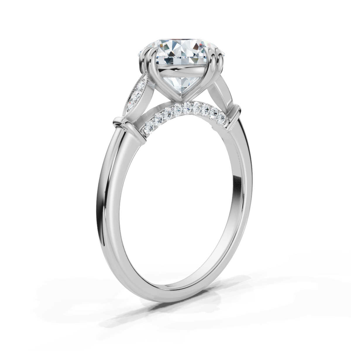 14K White Gold Kaitlyn Accents Lab Grown Diamond Engagement Ring (1/10 ct. tw)