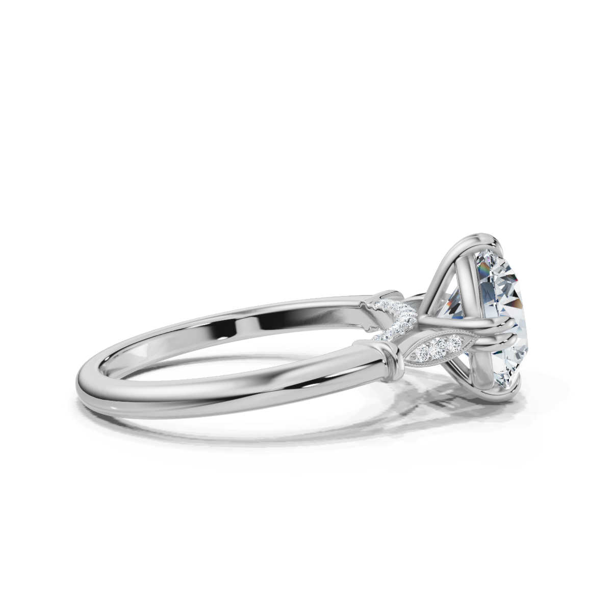 14K White Gold Kaitlyn Accents Lab Grown Diamond Engagement Ring (1/10 ct. tw)