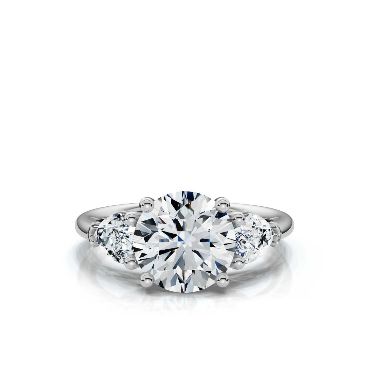 14K White Gold Rowan Three Stone Pear Lab Grown Diamond Ring (4/5 ct. tw)
