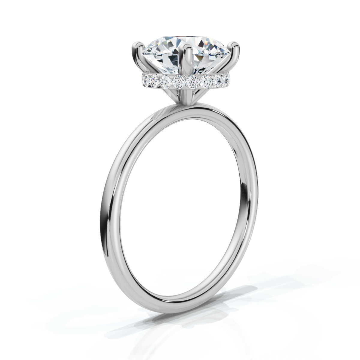 14K White Gold Callidora 1.8mm Hidden Halo Lab Grown Diamond Ring (1/6 ct. tw)