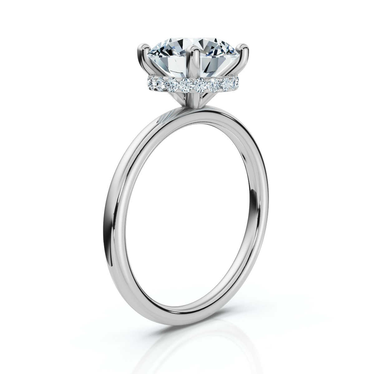 14K White Gold Callidora 2mm Hidden Halo Lab Grown Diamond Ring (1/6 ct. tw)