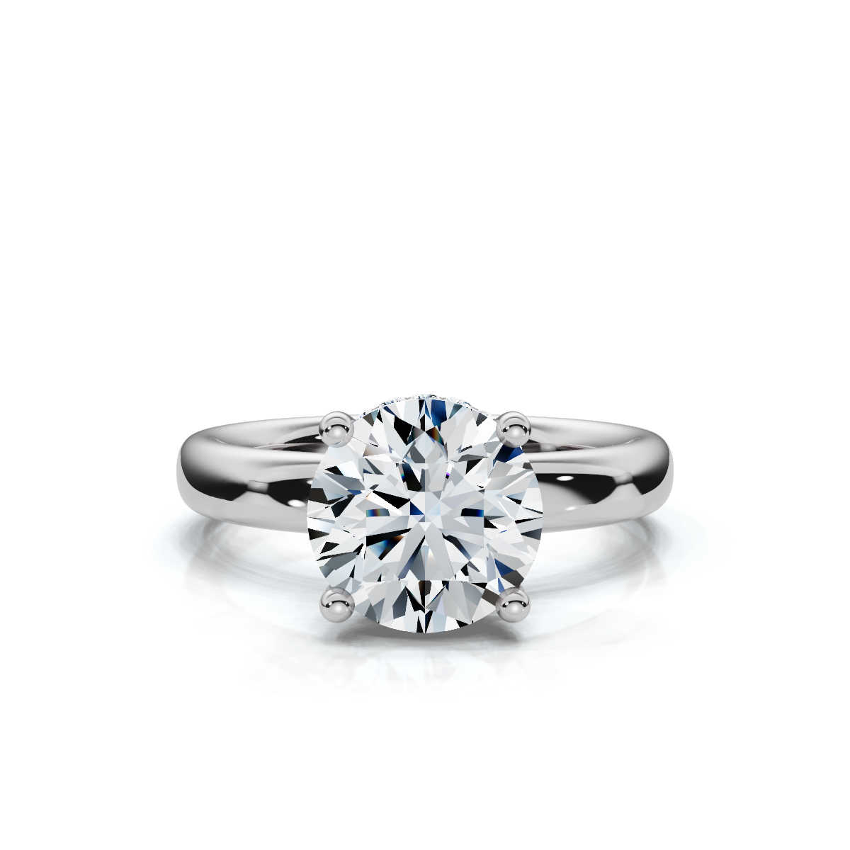 14K White Gold Callidora 3mm Hidden Halo Lab Grown Diamond Ring (1/6 ct. tw)