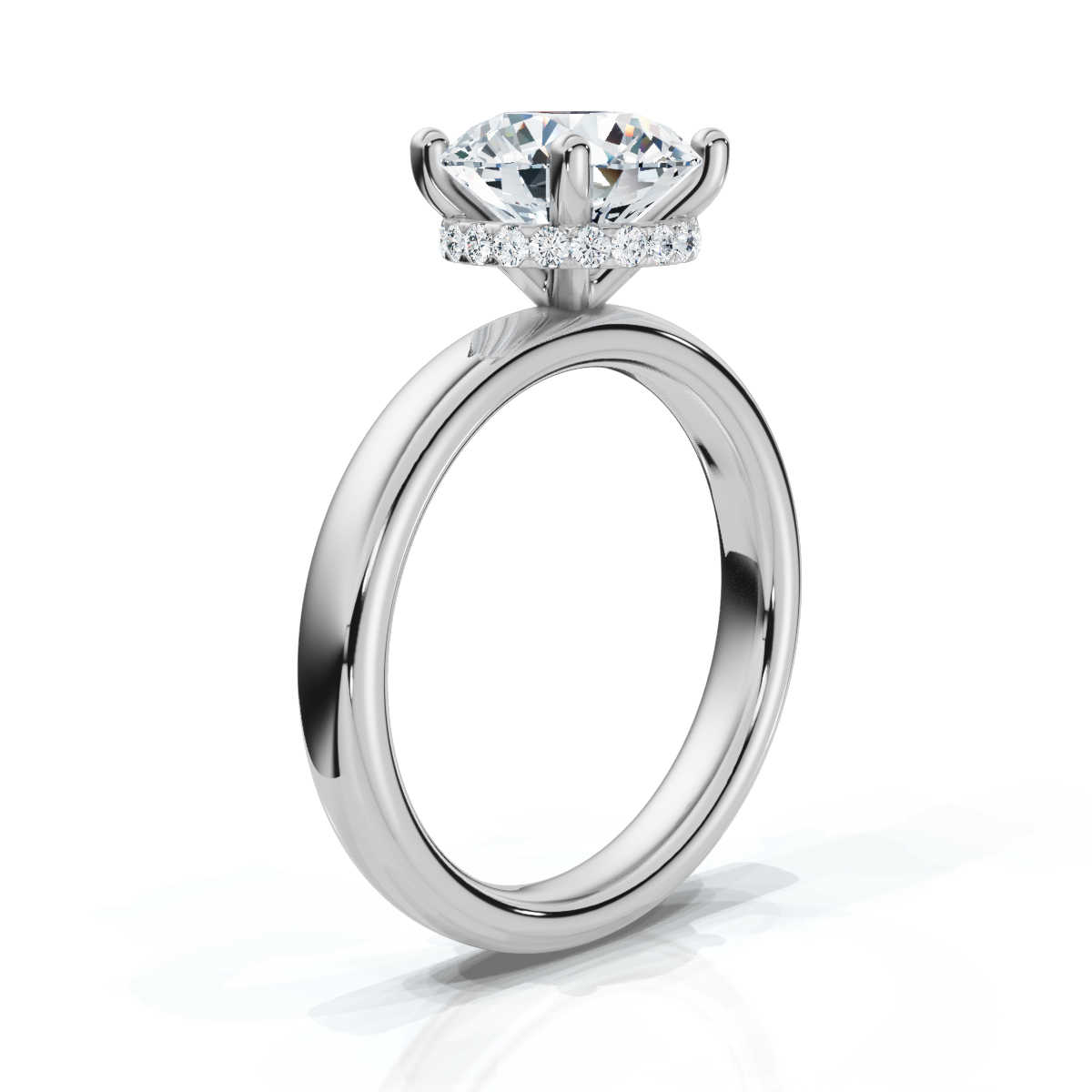 14K White Gold Callidora 3mm Hidden Halo Lab Grown Diamond Ring (1/6 ct. tw)
