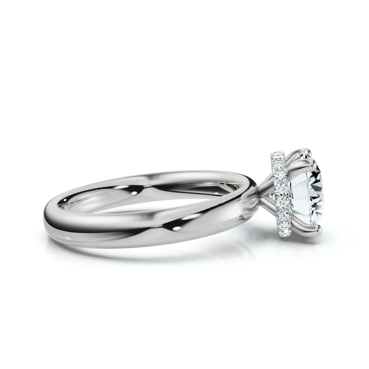 14K White Gold Callidora 3mm Hidden Halo Lab Grown Diamond Ring (1/6 ct. tw)