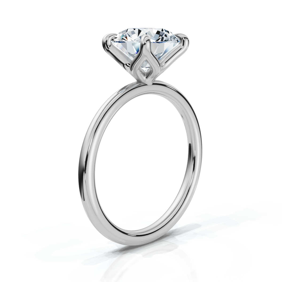 14K White Gold Hailey Tulip Solitaire Ring 