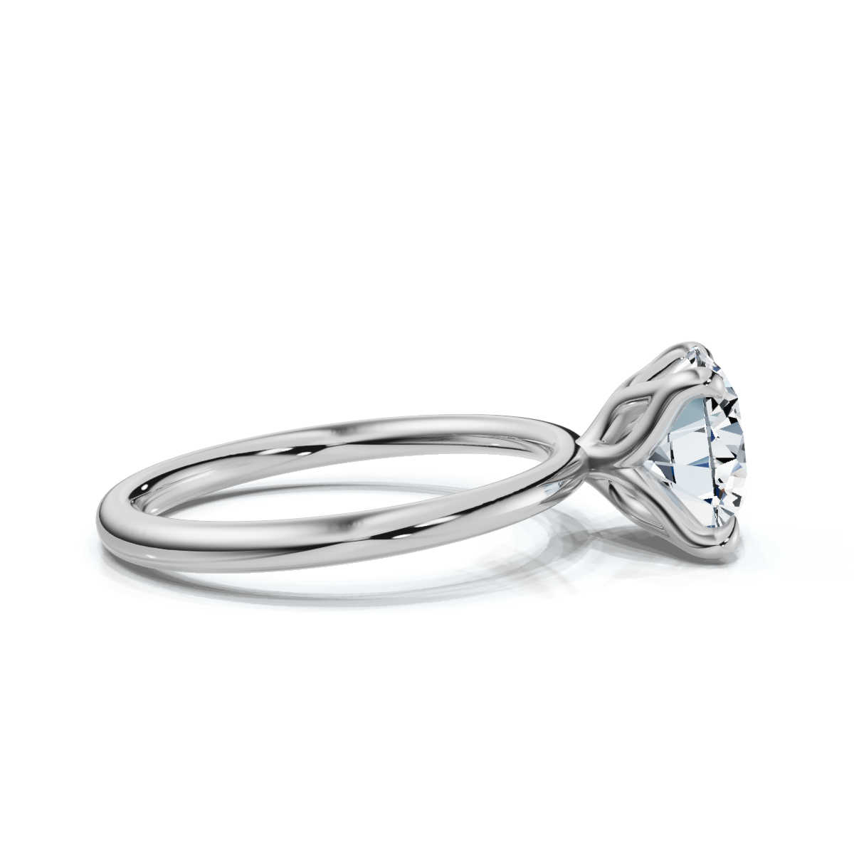 14K White Gold Hailey Tulip Solitaire Ring 