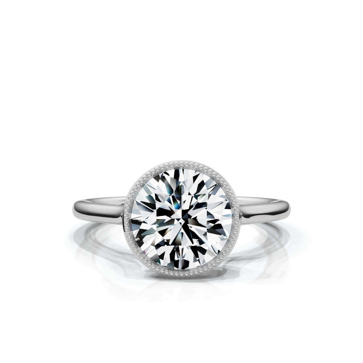 14K White Gold Briella Milgrain Bezel Solitaire Ring 