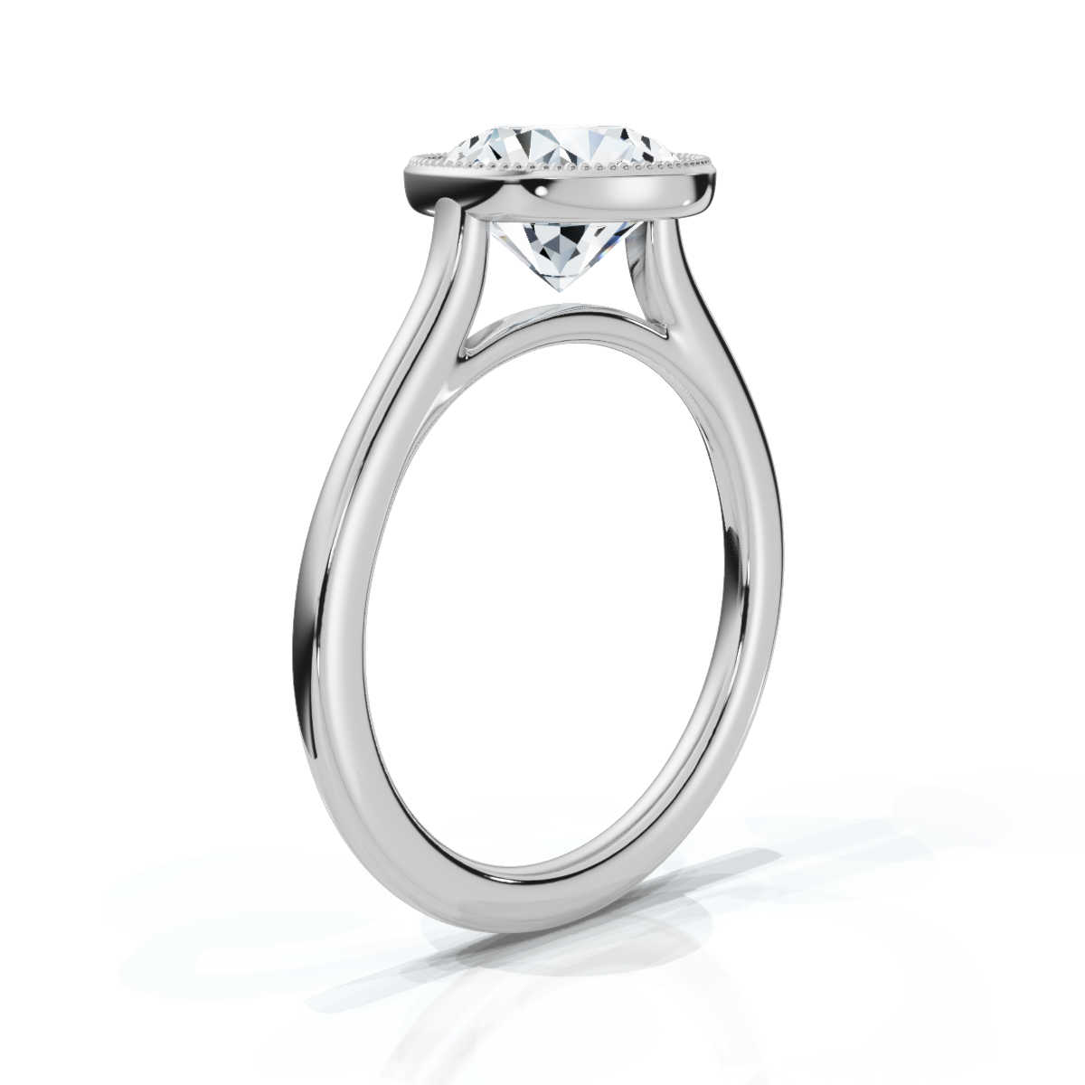 14K White Gold Briella Milgrain Bezel Solitaire Ring 
