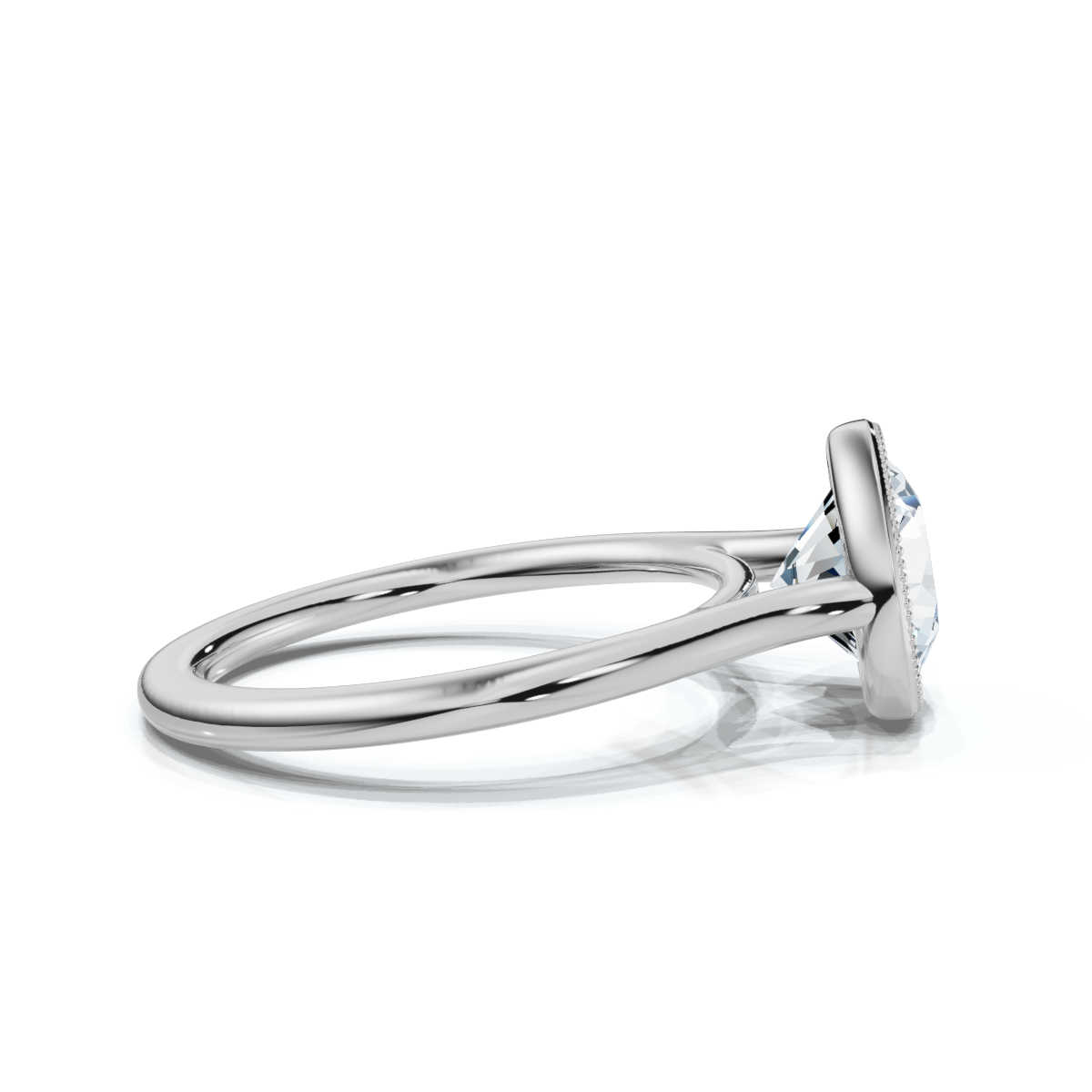 14K White Gold Briella Milgrain Bezel Solitaire Ring 