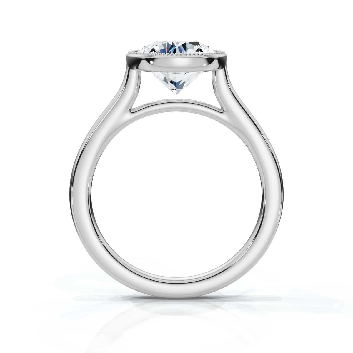 14K White Gold Briella Milgrain Bezel Solitaire Ring 