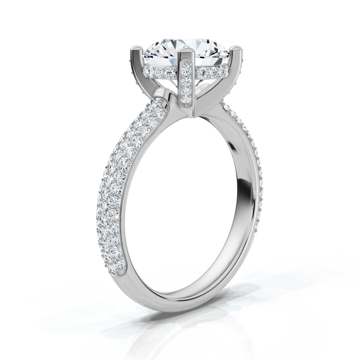 14K White Gold Frostine Accents Hidden Halo Lab Grown Diamond Ring (1/2 ct. tw)