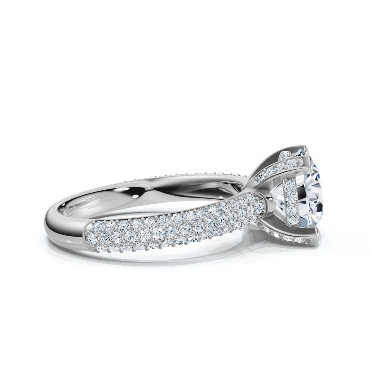 14K White Gold Frostine Accents Hidden Halo Lab Grown Diamond Ring (1/2 ct. tw)