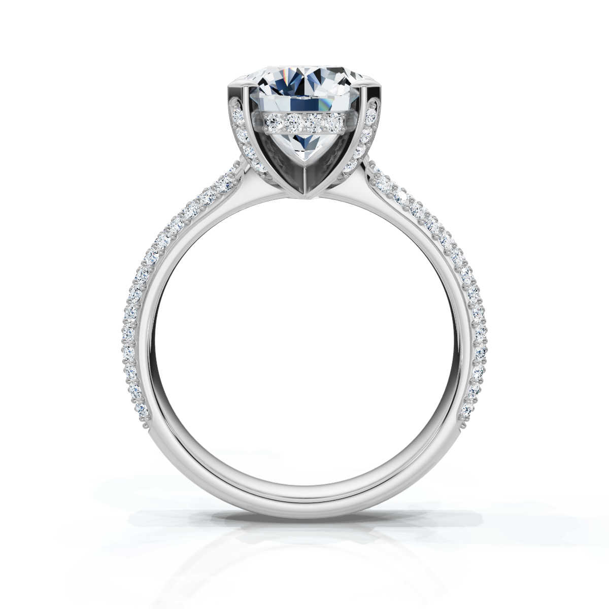 14K White Gold Frostine Accents Hidden Halo Lab Grown Diamond Ring (1/2 ct. tw)
