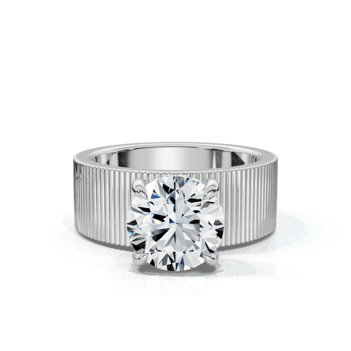 14K White Gold Henrietta Ribbed Lab Grown Diamond Ring (1/10 ct. tw)