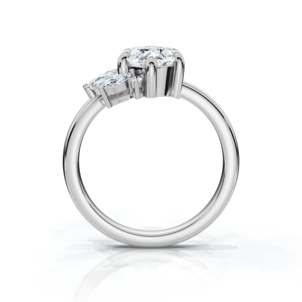 14K White Gold Meadow Nature Inspired Scattered Marquise & Round Lab Grown Diamond Ring (1/3 ct. tw)
