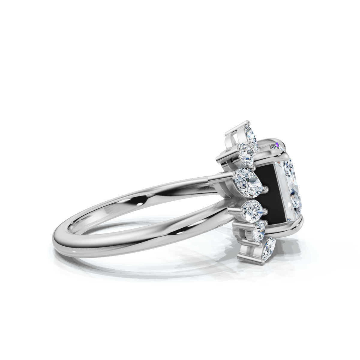 14K White Gold Meadow Nature Inspired Scattered Marquise & Round Lab Grown Diamond Ring (1/3 ct. tw)