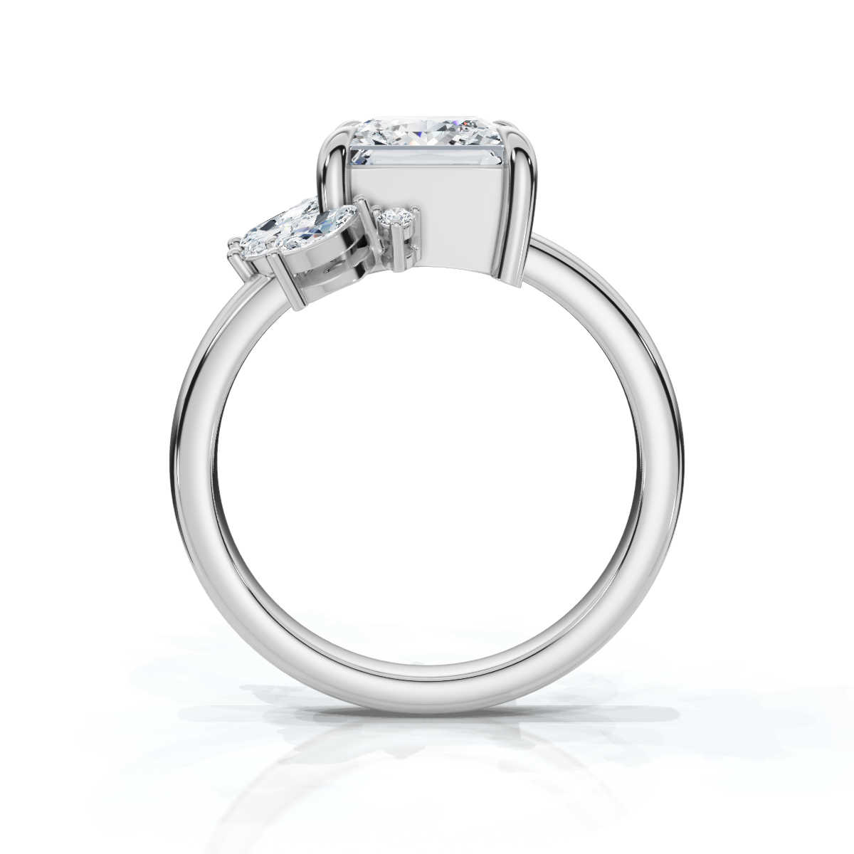 14K White Gold Meadow Nature Inspired Scattered Marquise & Round Lab Grown Diamond Ring (1/3 ct. tw)