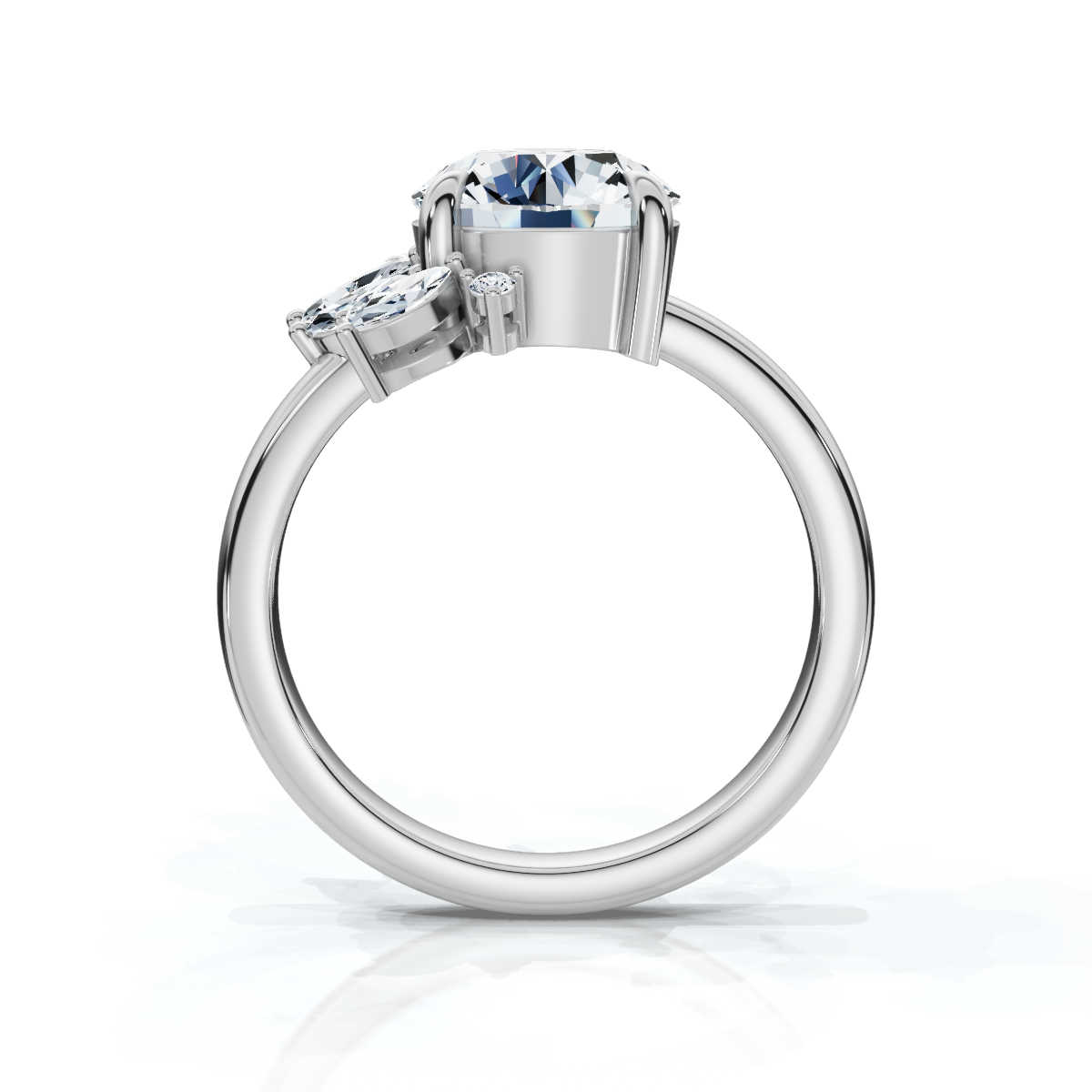 14K White Gold Meadow Nature Inspired Scattered Marquise & Round Lab Grown Diamond Ring (1/3 ct. tw)