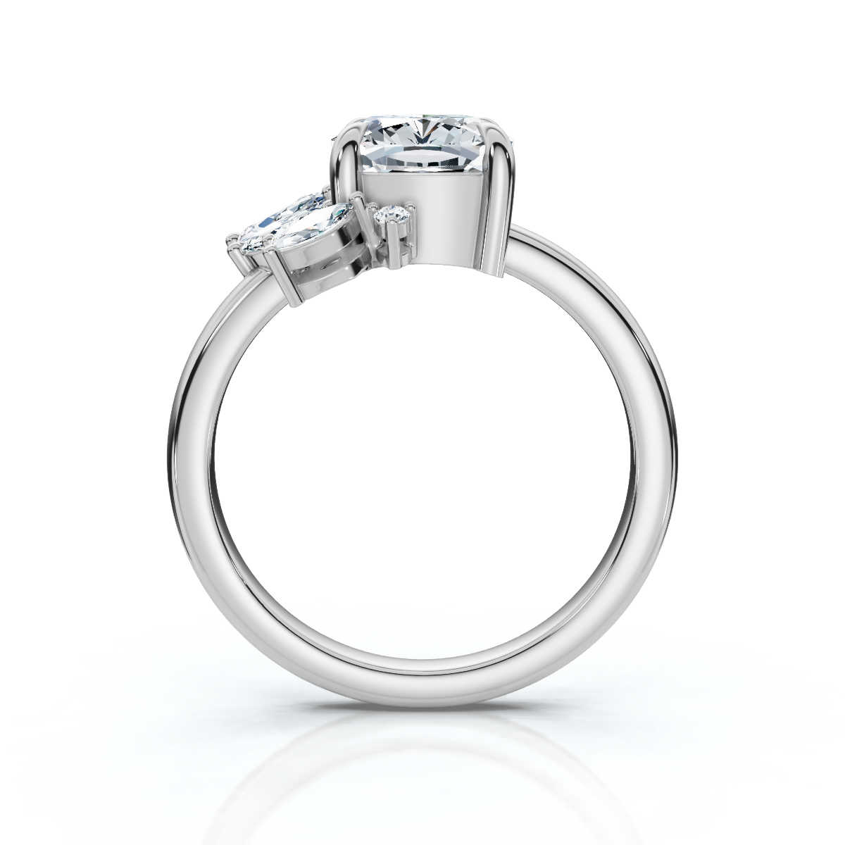 14K White Gold Meadow Nature Inspired Scattered Marquise & Round Lab Grown Diamond Ring (1/3 ct. tw)