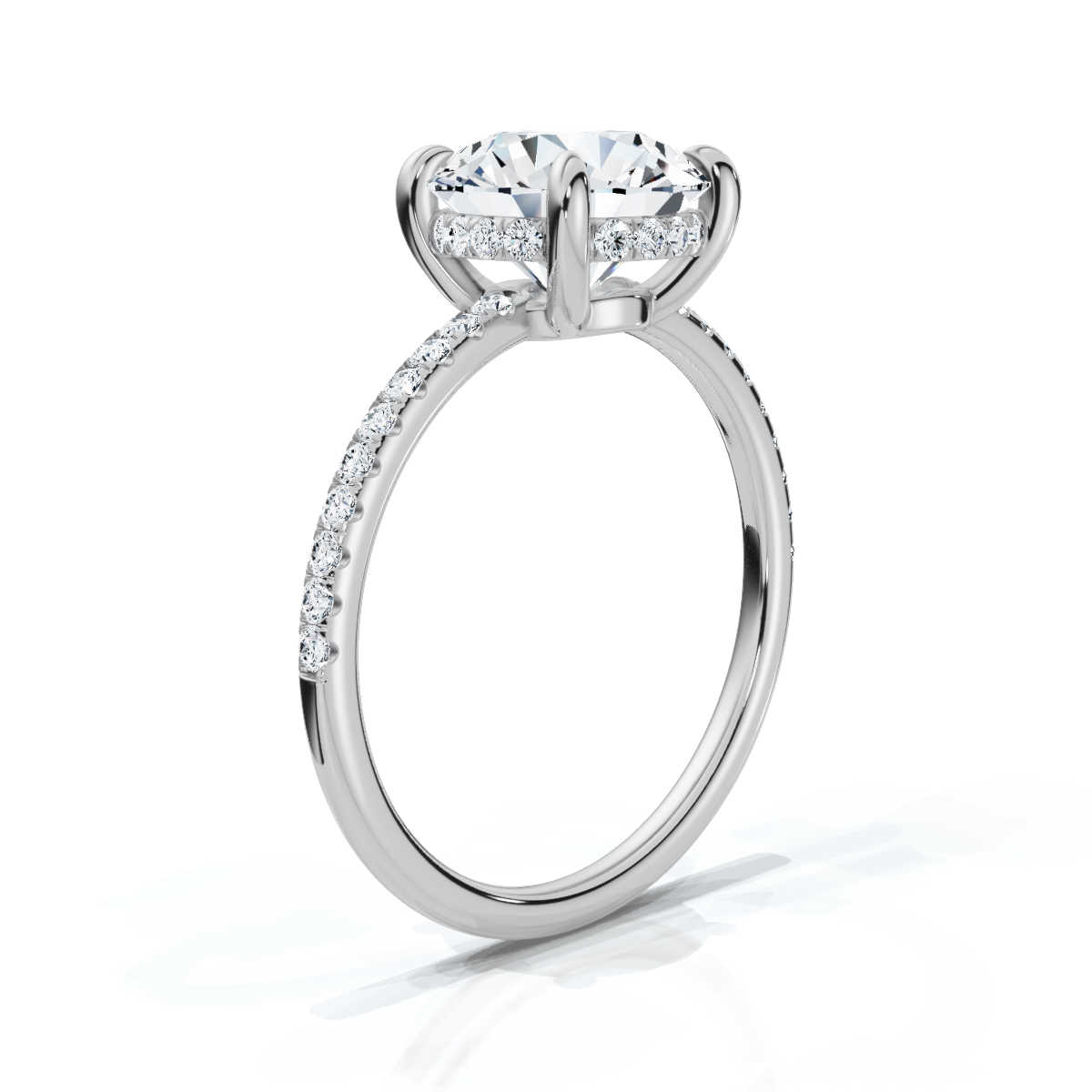 14K White Gold Valencia Half Way Hidden Accents Lab Grown Diamond Ring (1/4 ct. tw)