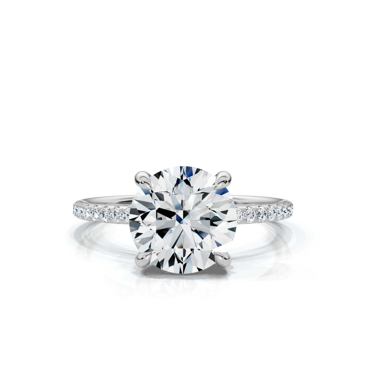 14K White Gold Valencia Three Quarters Hidden Accents Lab Grown Diamond Ring (2/5 ct. tw)