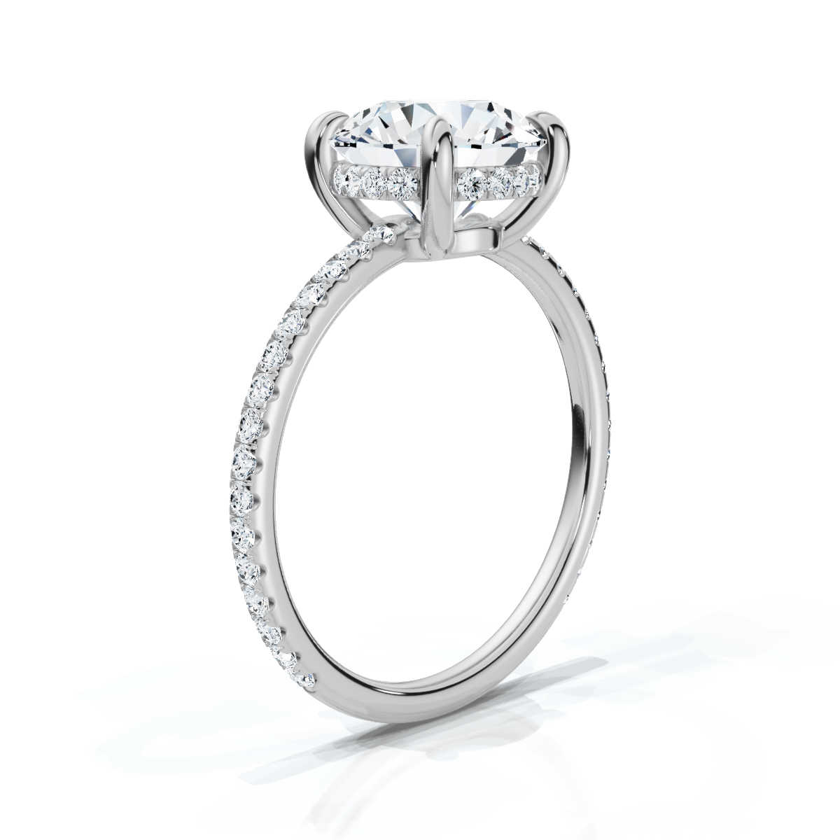 14K White Gold Valencia Three Quarters Hidden Accents Lab Grown Diamond Ring (2/5 ct. tw)