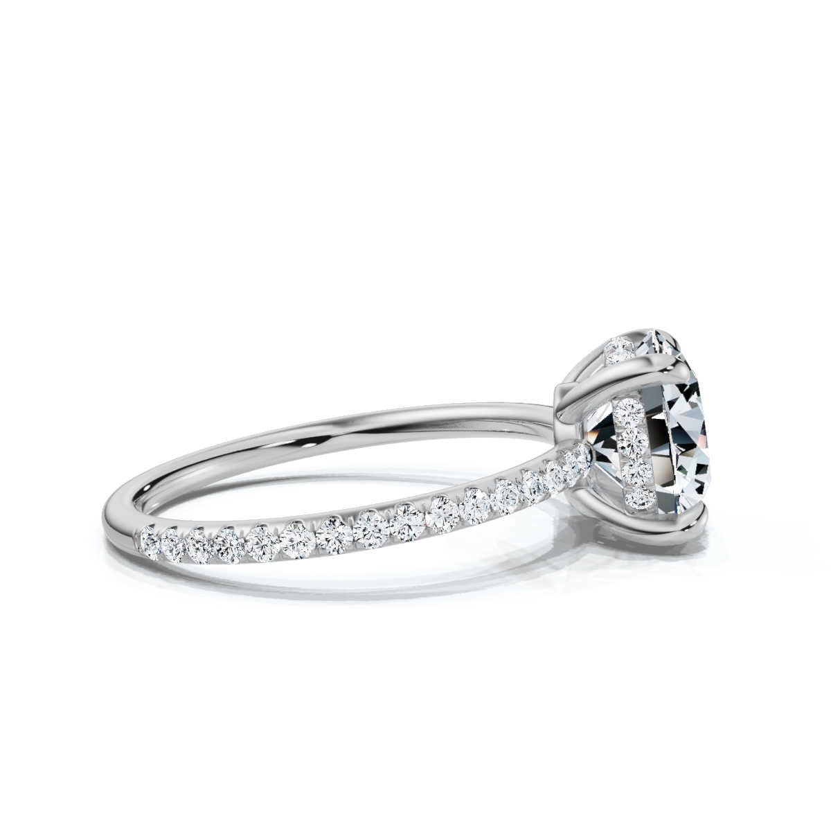 14K White Gold Valencia Three Quarters Hidden Accents Lab Grown Diamond Ring (2/5 ct. tw)