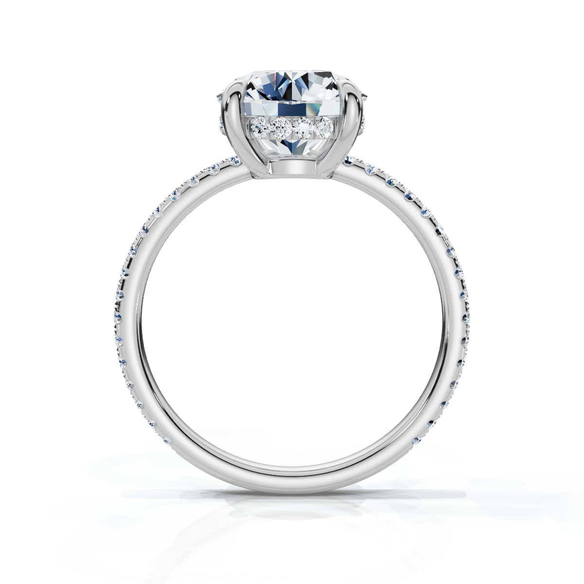 14K White Gold Valencia Three Quarters Hidden Accents Lab Grown Diamond Ring (2/5 ct. tw)