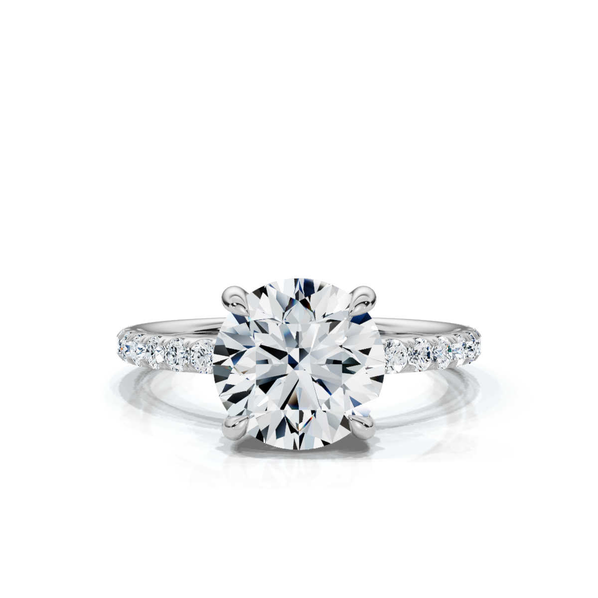 14K White Gold Valencia Three Quarters Hidden Accents Lab Grown Diamond Ring (2/3 ct. tw)