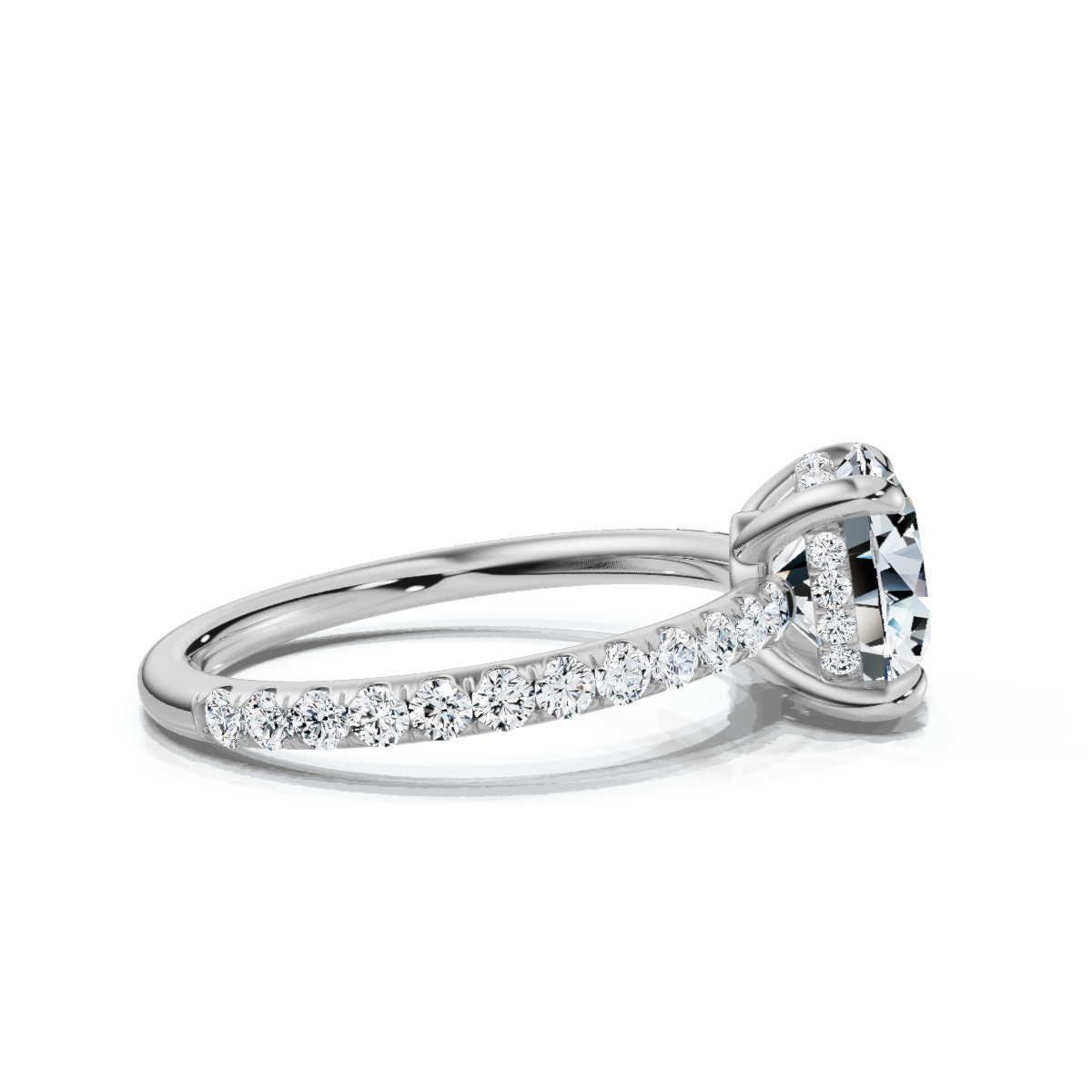 14K White Gold Valencia Three Quarters Hidden Accents Lab Grown Diamond Ring (2/3 ct. tw)