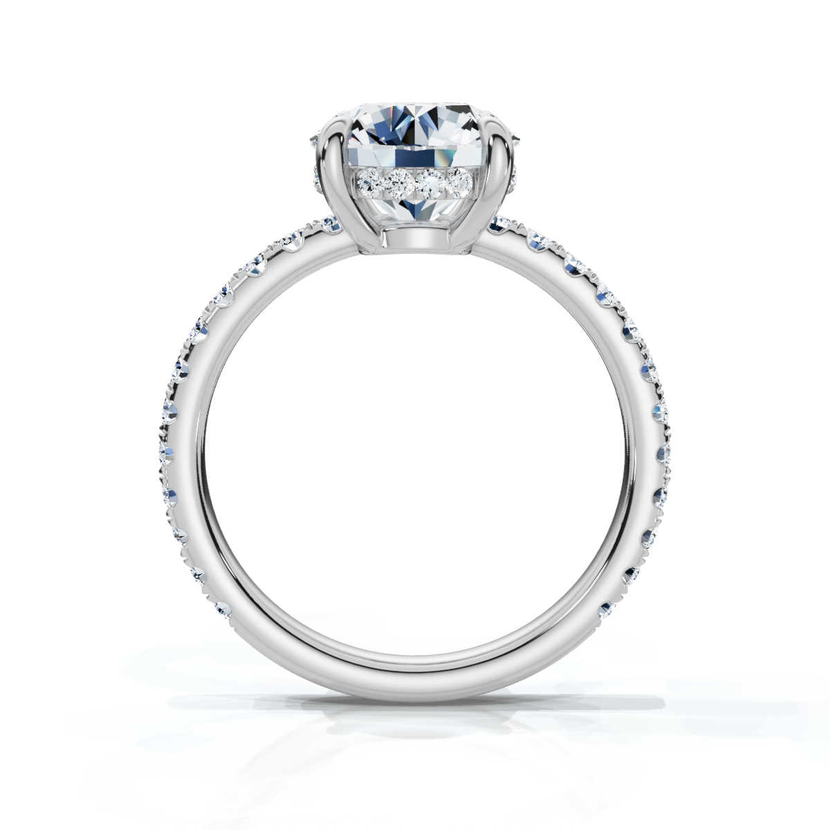 14K White Gold Valencia Three Quarters Hidden Accents Lab Grown Diamond Ring (2/3 ct. tw)