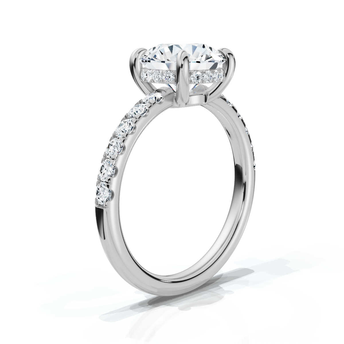 14K White Gold Valencia Half Way Hidden Accents Lab Grown Diamond Ring (1/2 ct. tw)