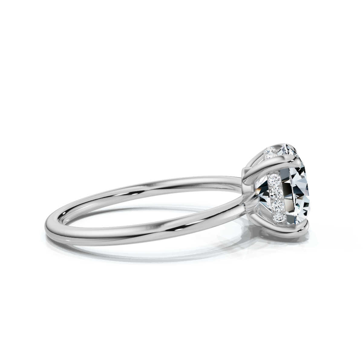 14K White Gold Valencia 1.3mm Hidden Halo Lab Grown Diamond Ring (1/10 ct. tw)