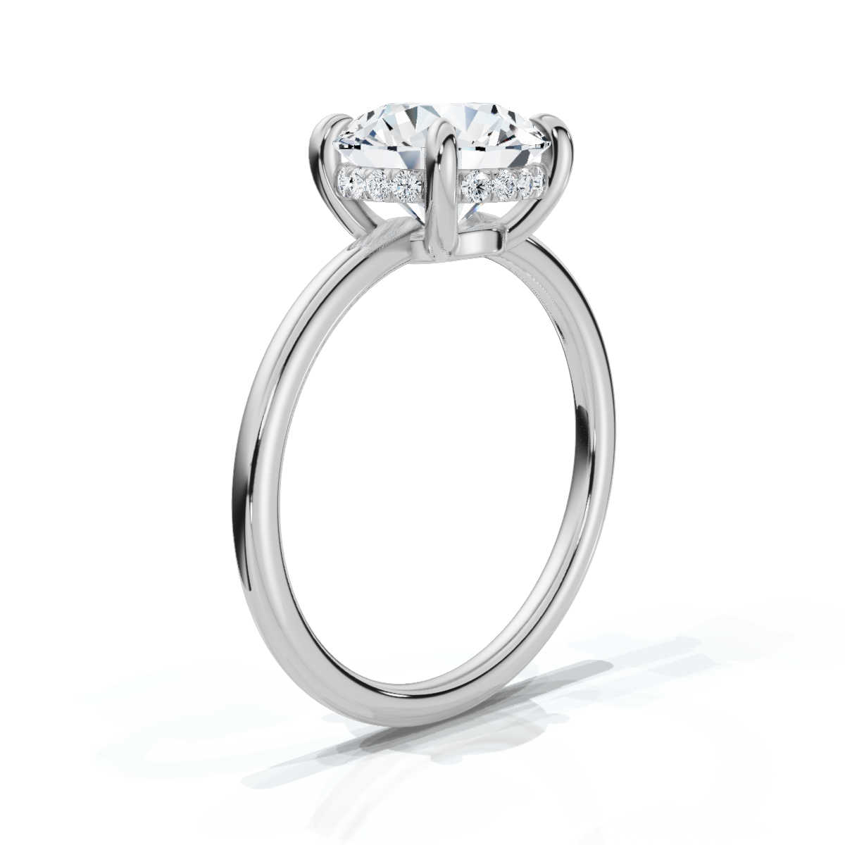 14K White Gold Valencia 1.5mm Hidden Halo Lab Grown Diamond Ring (1/10 ct. tw)