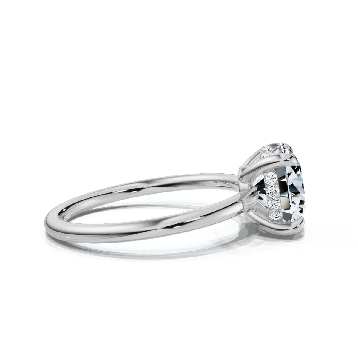 14K White Gold Valencia 1.5mm Hidden Halo Lab Grown Diamond Ring (1/10 ct. tw)