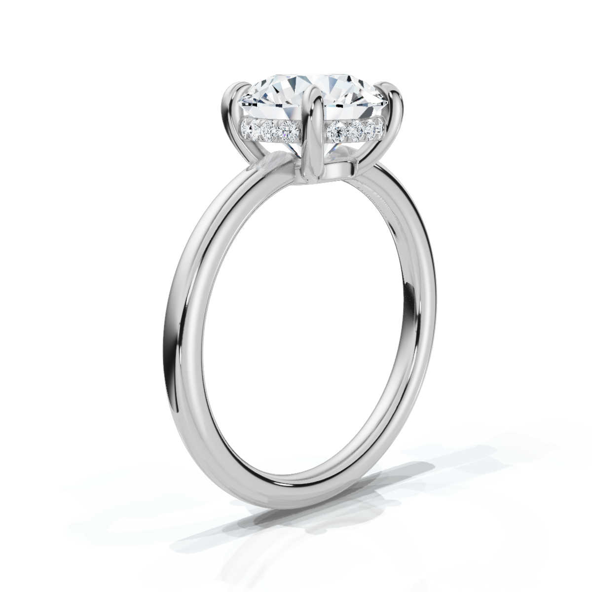 14K White Gold Valencia 1.7mm Hidden Halo Lab Grown Diamond Ring (1/10 ct. tw)