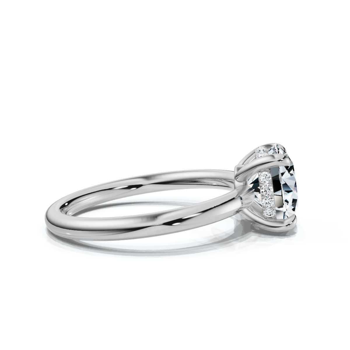 14K White Gold Valencia 1.7mm Hidden Halo Lab Grown Diamond Ring (1/10 ct. tw)