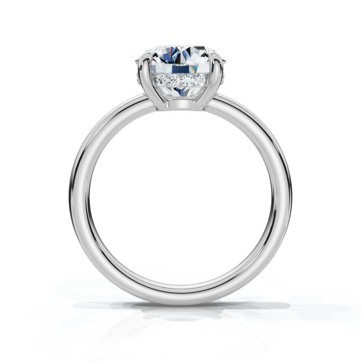14K White Gold Valencia 1.7mm Hidden Halo Lab Grown Diamond Ring (1/10 ct. tw)