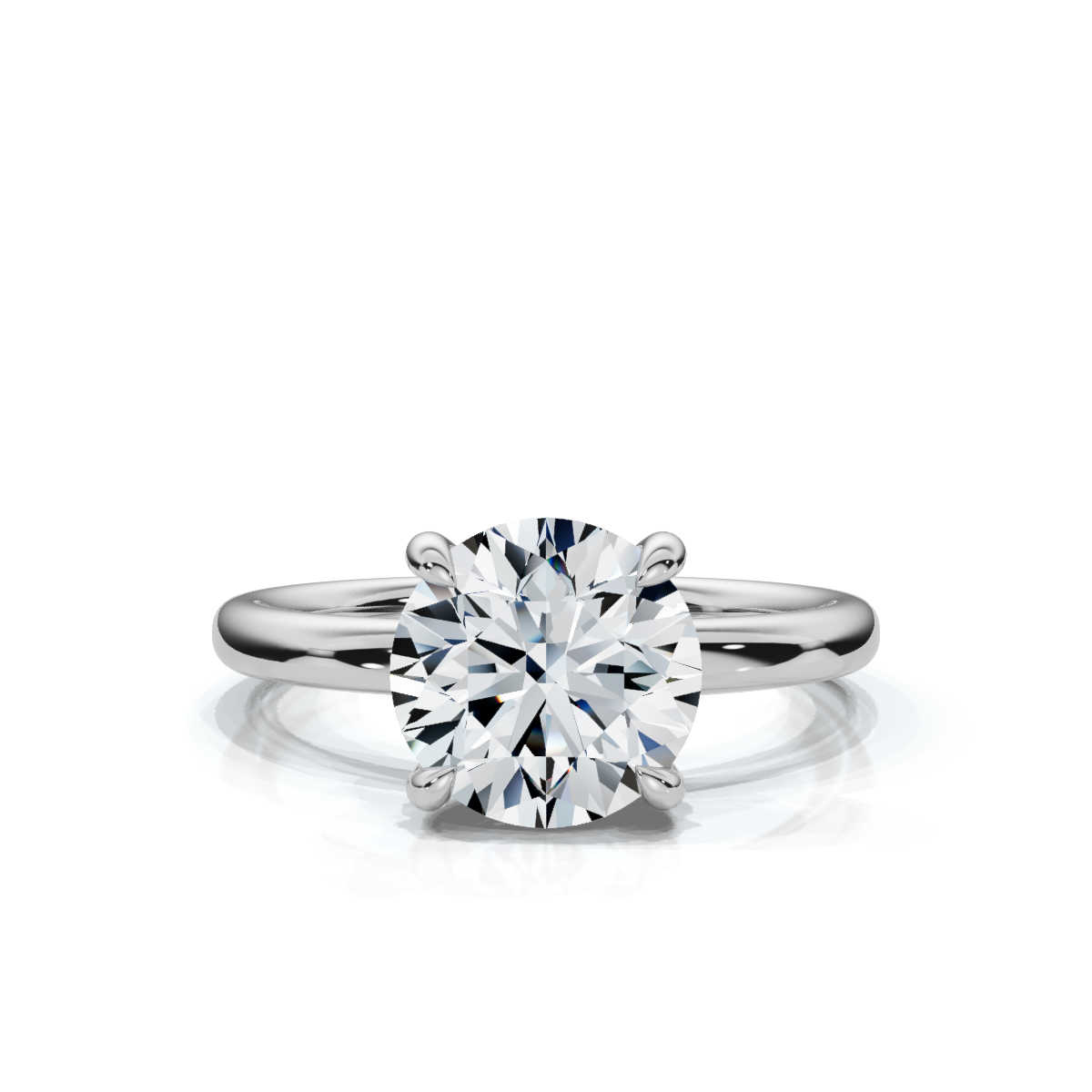 14K White Gold Valencia 2mm Hidden Halo Lab Grown Diamond Ring (1/10 ct. tw)