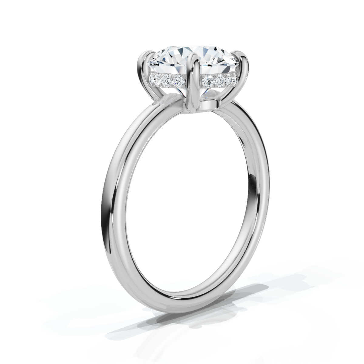 14K White Gold Valencia 2mm Hidden Halo Lab Grown Diamond Ring (1/10 ct. tw)